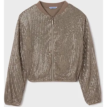 Dívčí oblečení Bomber s flitry světle hnědý JUNIOR Mayoral velikost: 152 (12 let)