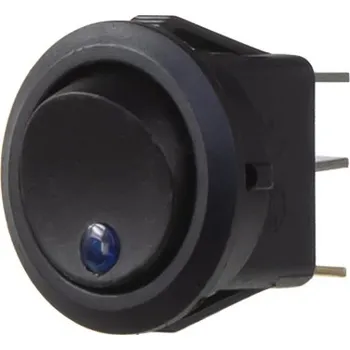 Spínač kolébkový kulatý 20A modrá LED