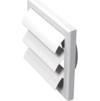Větrací mřížka Dalap Větrací samočinná žaluzie GP 250x250 mm / Ø 200 mm RF - bílá s přírubou