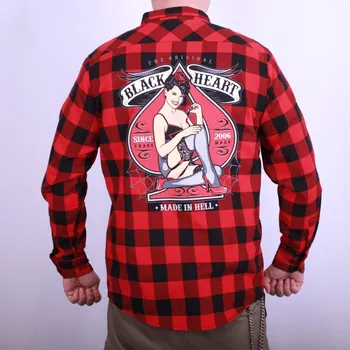 Pánská košile Košile BLACK HEART MISS PIN UP Barva: Červená, Velikost: M