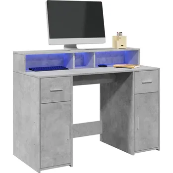 Psací stůl vidaXL Psací stůl s LED světly 120 x 55 x 91 cm kompozitní dřevo [3309418] Barva: Betonová šedá