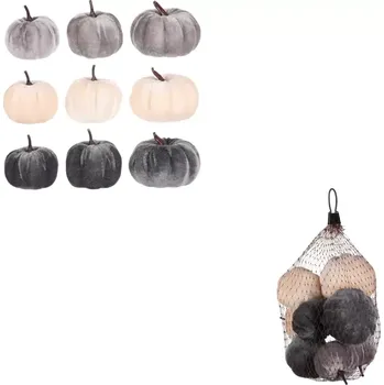 Dekorativní polštářek Dýně plastová s látkou, mix (9 ks) PRL502 GREY - SLEVA 3% s kodem radost25