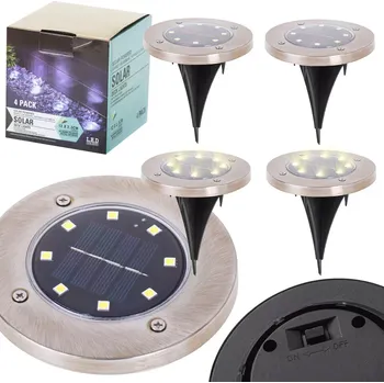 Louč KIK Solární zahradní LED světla 8 LED - 4 ks - teplá bílá