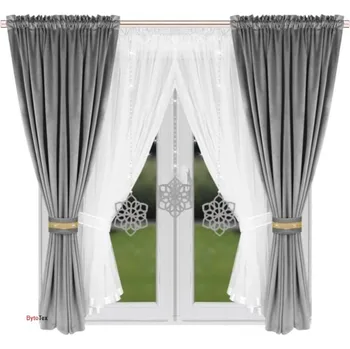 Uchycení záclony a závěsu Fliying Sada záclon se sametovým závěsem L 589 šedá 400x155 cm