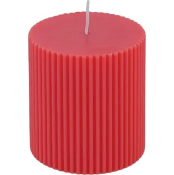 Svíčka Chaks Dekoračná sviečka rebrovaná - Tmavoružová 7 x 7,5 cm