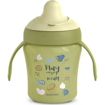 Suavinex Nerozlitný hrníček BEAR 200 ml zelený