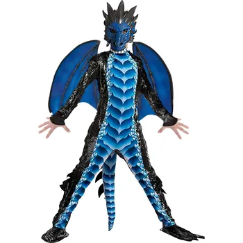 Karnevalový kostým Dětský kostým modrý drak s maskou a křídly 134-146