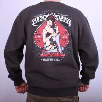 Pánská mikina Mikina BLACK HEART MISS PIN UP Barva: šedá, Velikost: 3Xl