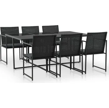 Zahradní sestava Nábytek XL 7dílný zahradní jídelní set s poduškami polyratan černý 44444