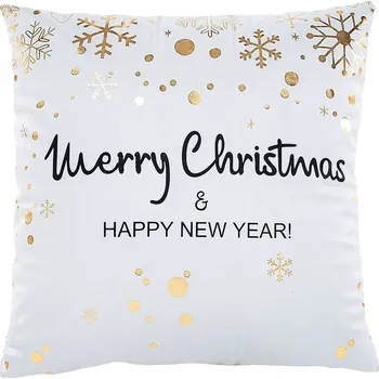 Povlečení Vánoční povlak na polštář Merry Christmas 45x45 cm bílý/zlatý