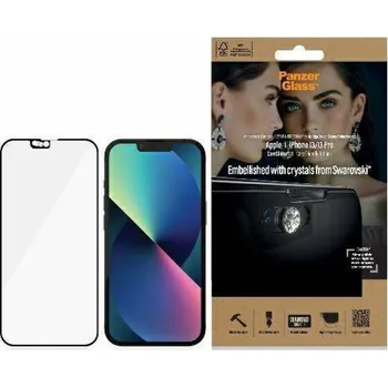 Telefonní příslušenství PanzerGlass E2E Microfracture iPhone 13/13 Pro 6.1 CamSlider Swarovsky Case Friendly AntiBacterial black/black 2751