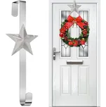 Vánoční věšák na dveře STAR 37 cm stříbrný