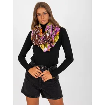 Šátek Dámský šátek se vzorem s potisky bavlněný hnědofialový