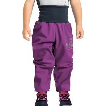 Unuo, Batolecí softshellové kalhoty s fleecem, Ostružinová + reflexní obrázek Evžen (Softshell toodler trousers) - 92/98