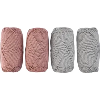 crelando® Sada bavlněné příze, 4 x 50 g (světle růžová / šedá)