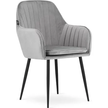 Jídelní židle Světle šedá sametová židle LUGO