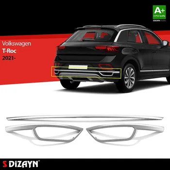 Lišta karosérie Nerez lišty zadního nárazníku (koncovky + středová lišta) Volkswagen T-Roc Facelift -- od roku výroby 2021-