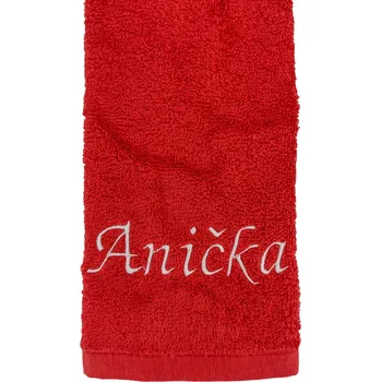 Malý červený ručník s vlastním textem 30 x 50 cm