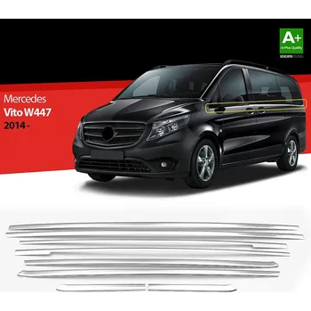 Nerez lišty oken dveří Mercedes Vito W447 L3 -- od roku výroby 2014-