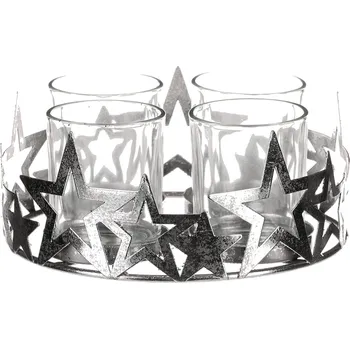 Svícen Autronic Svícen kovový adventní, stříbrný UM0918 SIL