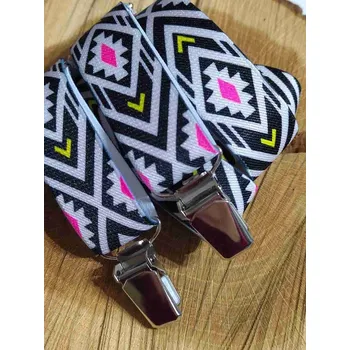 Kšandy Dětské dívčí šle/ kšandy černo růžové , Délka 50 cm