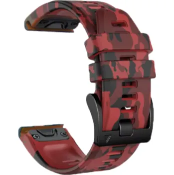 Příslušenství k chytrým hodinkám Silikonový maskáčový řemínek EasyFit/QuickFit 22 mm na Garmin watch Červená