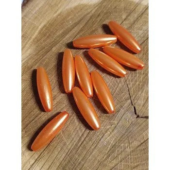 Korálek Plastové voskové korálky Glance oliva 10x30 mm barva oranžová