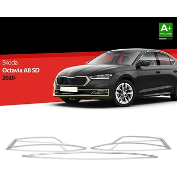Nerez dekorační lišta nárazníku a rámečky mlhovek Škoda Octavia IV -- od roku výroby 2019-