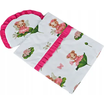 Povlečení POVLEČENÍ POTŘEBY DO KOČÁRKU PRO PANENKY BAVLNĚNÁ PŘIKRÝVKA BAVLNA DO POSTÝLKY GUMIŚ