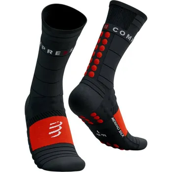 Pánské ponožky Compressport Pro Racing Socks Winter Run black/high risk red - EU 39-41