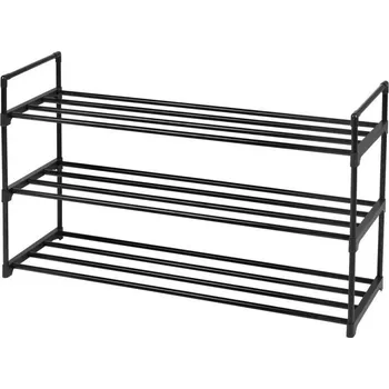 Botník Dorano kovový botník 3 police 92 x 30 x 54 cm černý