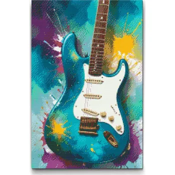 Diamantové malování Diamantové malování - Elektrická kytara 2 Velikost: 40x60cm, Rámování: Pouze srolované plátno, Diamanty: Kulaté
