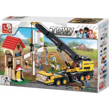 Stavebnice Sluban Sluban Town M38-B0553 teleskopický jeřáb s mlýnem a silem