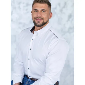 Pánská košile Bílá pánská košile VS-PK-1732, VELIKOST 5XL , STŘIH KOŠILE SLIM FIT