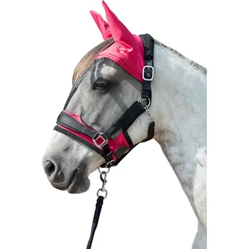 Koňská maska proti hmyzu HKM Maska proti hmyzu Premium HKM, na ohlávku, magenta SHETTY