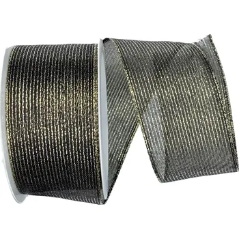 Stuha Stuha vánoční organzová ORGANDY LINES BLACK černá 40mm x 2m (14,-Kč/m) (Organzová stuha, černá, transparentní, oboulící, s vlascem v lemu)