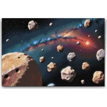 Diamantové malování Diamantové malování - Pás asteroidů Velikost: 40x60cm, Rámování: Pouze srolované plátno, Diamanty: Čtvercové