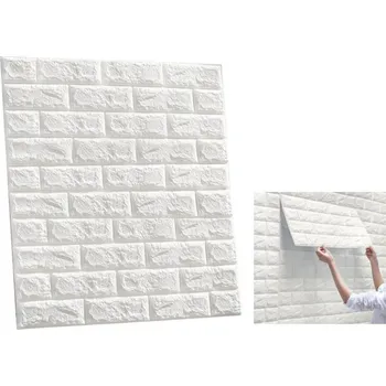 Samolepicí fólie Samolepící pěnová 3D tapeta bílá cihla 70,5 x 76,5 x 0,3 cm