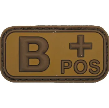 MFH Nášivka na suchý zip s krevní skupinou (B+) (plast 3D) - khaki brown