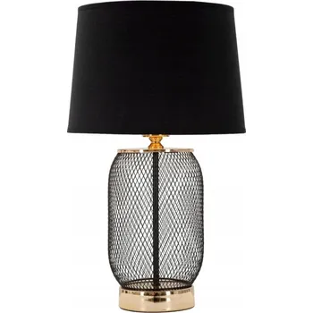 Lampička STOLNÍ LAMPA KOVOVÁ PROLAMOVANÁ černá zlaté doplňky DO OBÝVÁKU