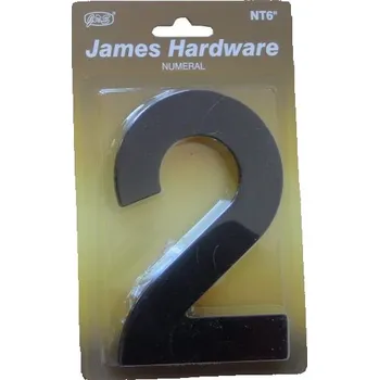 Domovní cedule číslo 152mm černé "2" Černá