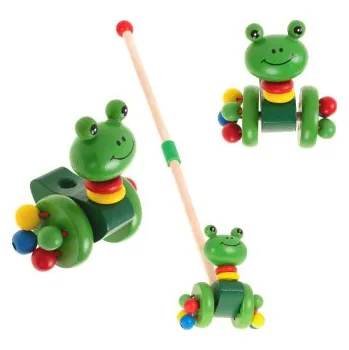 Dřevěná hračka Jezdící žabka na tyči