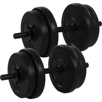 Jednoruční betonové činky s proměnnou hmotností černé, 2x10 kg