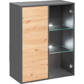 Obývací stěna Skříňka závěsná s vitrínou 2D dub artisan/grafit MONOSS