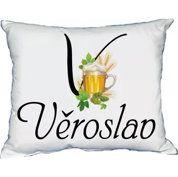 Dekorativní polštářek Polštář s pánským jménem VĚROSLAV (polštář se jménem VĚROSLAV)