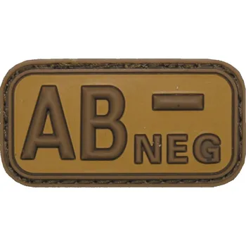MFH Nášivka na suchý zip s krevní skupinou (AB-) (plast 3D) - khaki brown