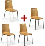 Dřevěná jídelní židle BETTY 3+1 ZDARMA, přírodní 172412493