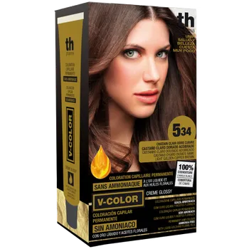 Barva na vlasy TH Pharma Barva na vlasy V-color č. 5.34 (světle zlatavo měděno hnědá )- domácí sada+ šampon a maska zdarma