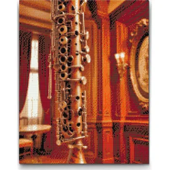 Diamantové malování Diamantové malování - Hudební nástroj hoboj Velikost: 30x40cm, Rámování: Pouze srolované plátno, Diamanty: Čtvercové