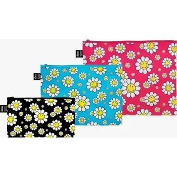 Kosmetická taška Taštičky na zip 3 ks LOQI SMILEY Flowers